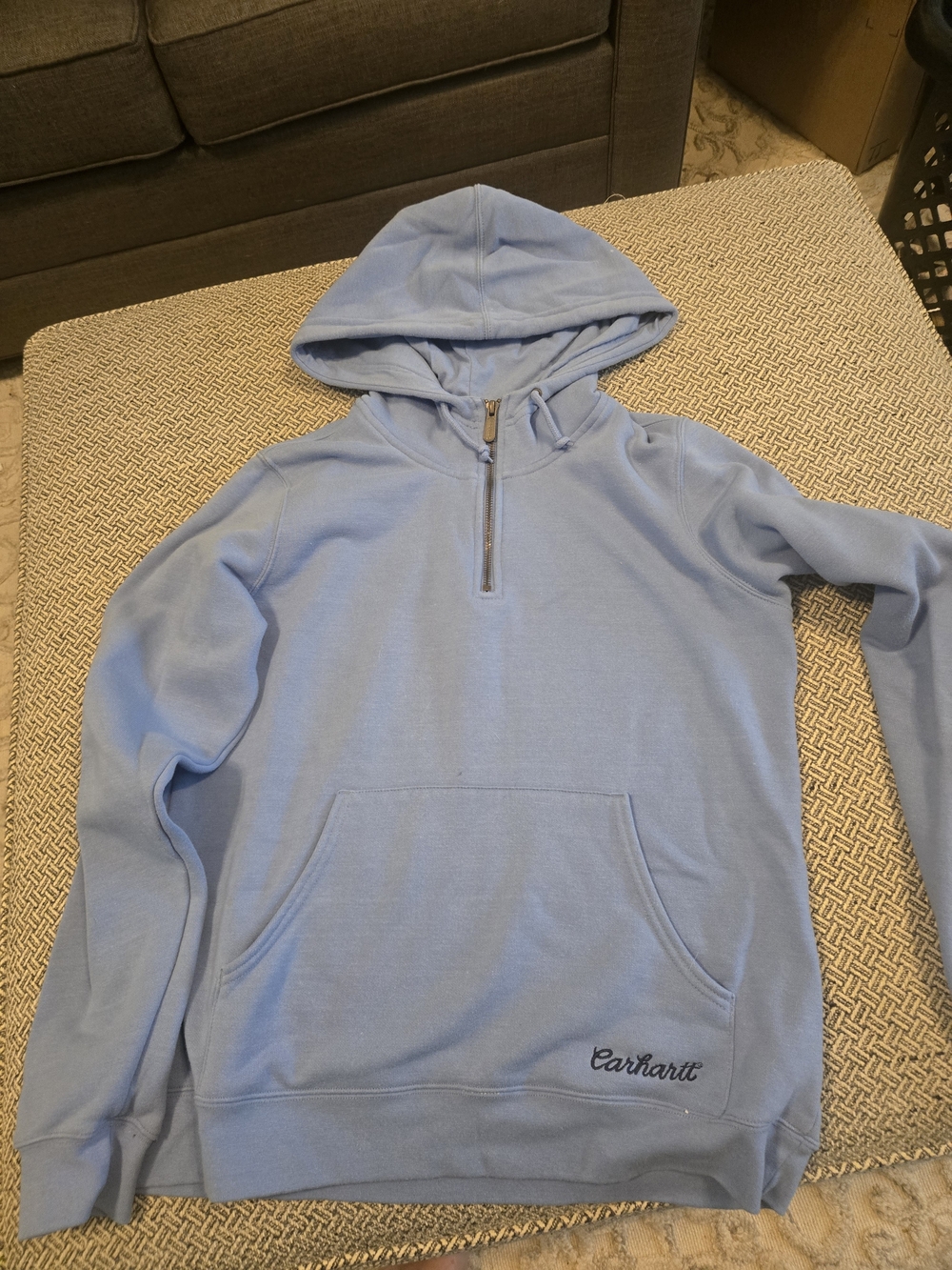 Carhartt Woman’s Light Blue Half-Zip Hooded Sweatshirt